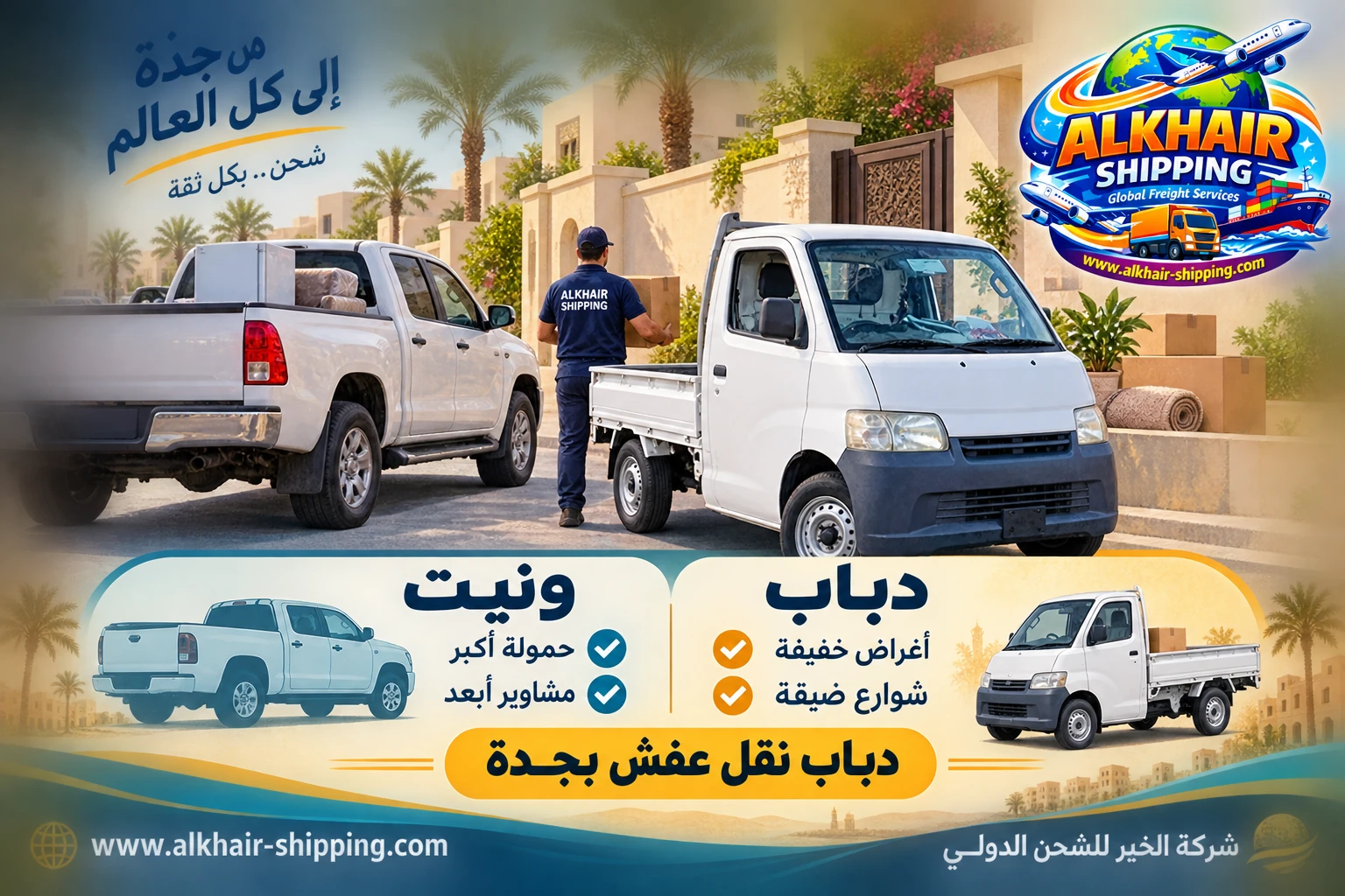 الفرق بين الدباب والونيت في نقل العفش بجدة
